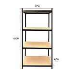 BRIEFNESS 4 Tier Black Shelving Unit Storage Organised Garage/Home/Pantry Racking Shelf Shelves Workbench Bays Racking Tools Paint Stationary Parts - H 162 x W 80 x D 40 Cm