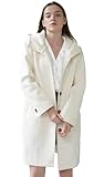 SAUKOLE Women's Elegant Wool Blend Pea Trench Coat Mid-Long Winter Hooded Dress Outwear Jacket Beige