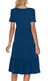 Berydress Summer Dresses for Women Short Sleeve V-Neck Casual Beach Cotton Tiered Midi Sundress (M, 6175-Deep Blue)