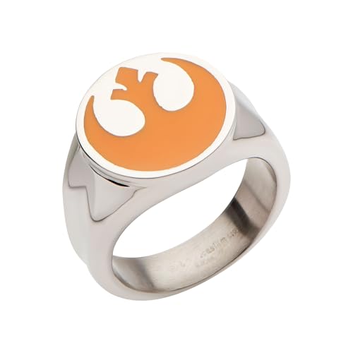 Star Wars Jewelry Men's Yellow Rebel Symbol Stainless Steel Ring, Size 12, Silver/Yellow, (SWRSFR01-12)