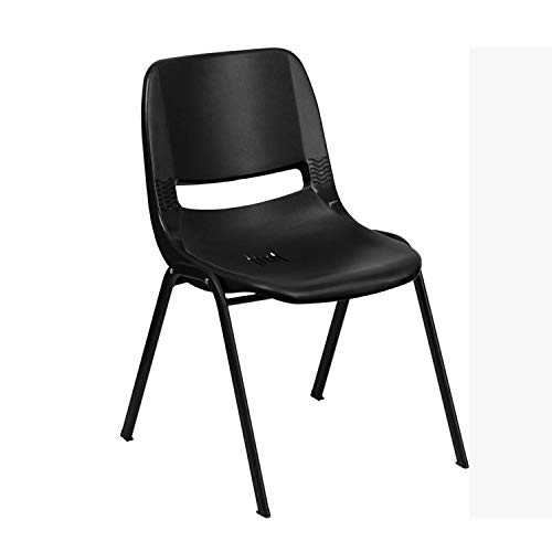 Flash Furniture Hercules Series Ergonomic Lightweight Shell School Chairs, Plastic Stacking Chairs, Set of 5, Black