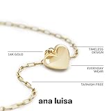 Ana Luisa Puffed Heart Necklace - Lev | 14K Gold Plated Heart Chain + Charm | Hypoallergenic, Water-Resistant & Tarnish-Free Necklace | Gold Chain Pendant Necklace | Adjustable Chain Length