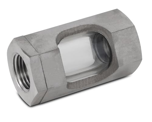 BVV Stainless Steel Sight Glass- 1/2" Female NPT - Robust & Temperature Resilient Sight Glass Tube for Butane, Propane & More - Durable, Reliable & Versatile Monitoring Tool for Various Fluids