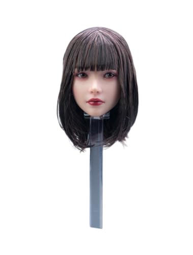 1/6 Scale Female Head Sculpt,Beauty Girl Planted Hair Head Carving for 12inch Female PH TBL JO Action Figure Body Collection (Short Hairstyle)
