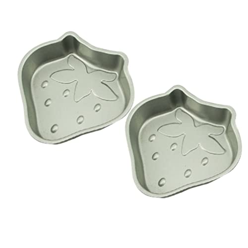 Cabilock 2 Pcs Mini Cake Pan Strawberry Shaped Muffin Baking Tray Pastry Non- Stick Bakeware Cupcake Pan for Home Kitchen Silver