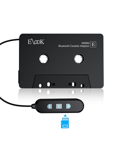Elook Cassette to Bluetooth Adapter for Car with Micro SD Card Support/Hands-Free Call, 5.1 Bluetooth Cassette Receiver, Black