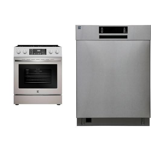 Kenmore Stainless Steel Electric Range with 5 Burners and Air Fry + Built-In Dishwasher with SmartWash and SmartDry