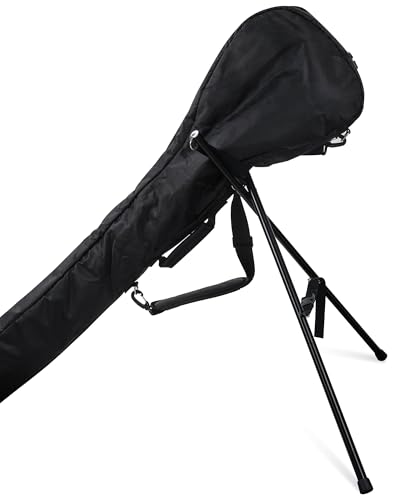 Big Teeth Golf Sunday Bag, Small Golf Bag Lightweight, Par 3 Golf Bag for A Few Clubs Driving Range, Practice with Carry Shoulder Strap Foldable Multi-Colour (Black Golf Bag with Stand)