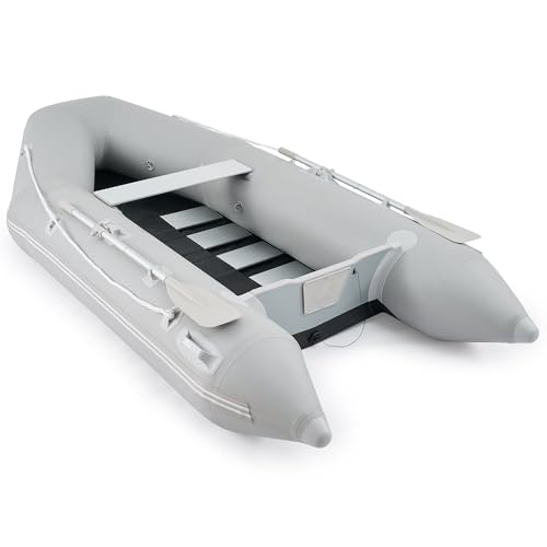 CO-Z 10ft Inflatable Boat with Aluminum Alloy Floor - 4 Person Portable Dinghy for Fishing, Touring & Sports | Heavy-Duty Inflatable Raft & Kayak for Adults