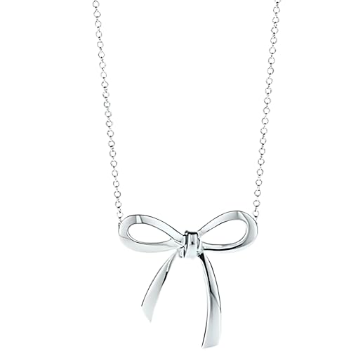 Simple Allergy-resistant Female Korean 925 Sterling SilverJewelry Bow Pendant Necklace -T35