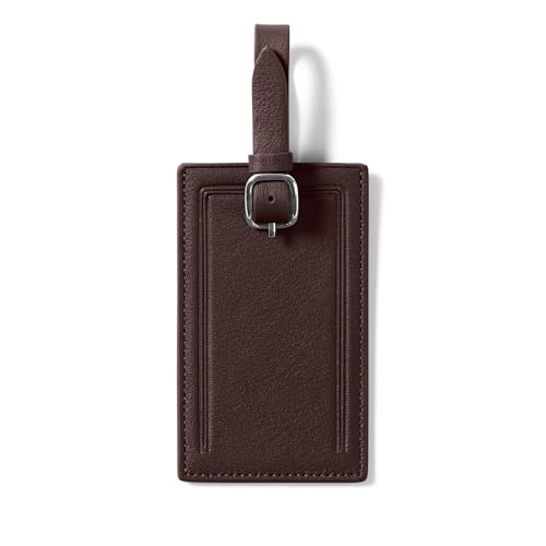 Leatherology Brown Leatherology Standard Rectangular Luggage Tag - Adjustable securing Strap, Includes ID Card, Compact Design