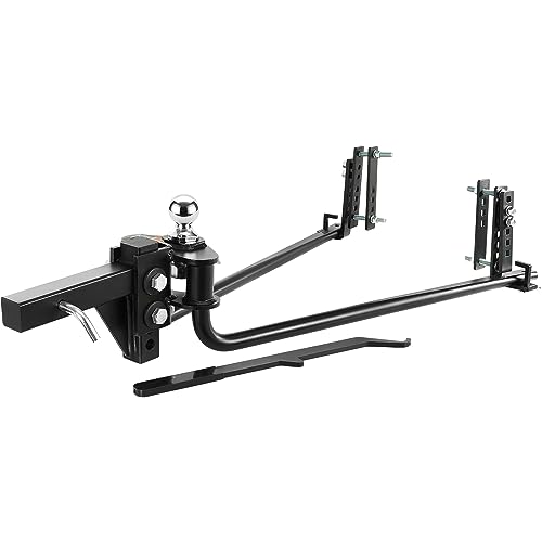 VEOVR Weight Distribution Hitch, 1,000 lbs Weight Distributing Hitches Kit with Sway Control for Trailer, 2-in Solid Steel Shank, 2-5/16 in Alloy Steel Ball, Powder Coated Load Leveling Hitch, Black