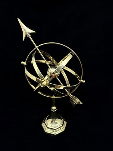 Decorative Armillary Sphere – Solid Brass Astronomical Globe Model – Vintage Style Celestial Globe for Office, Study, and Home Decor
