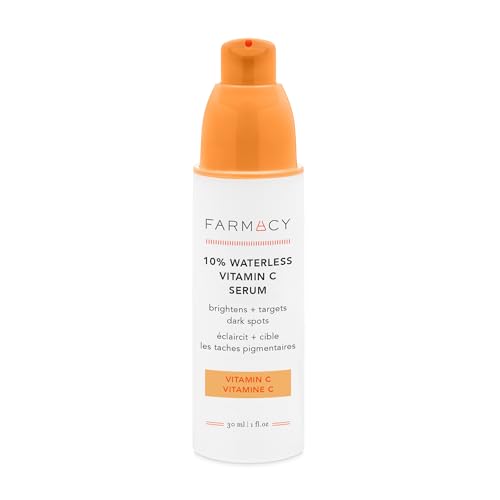 Farmacy 10% Vitamin C Face Serum - Waterless Vitamin C Skin Care Serum to Brighten, Firm + Smooth Skin Texture - Enriched with Upcycled Tangerine Peel to Boost Skin's Moisture + Radiance (30ml)