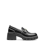 DREAM PAIRS Loafers for Women Platform Chunky Loafers Slip On Casual Shoes,Size 8,Black,SDLS2321W