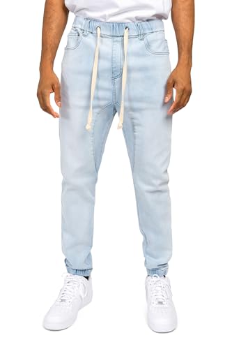 VICTORIOUS Men's Drop Crotch Joggers Denim Jean Pants JG803 - Ice - Medium