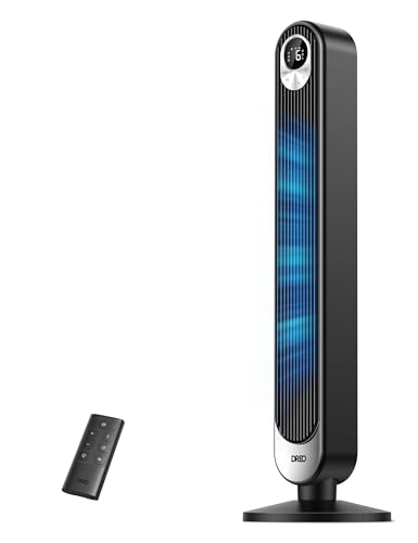 Dreo Tower Fan for Bedroom, 90° Oscillating Standing Fan, 30ft far, 28dB Quiet for Sleep, 6 Speeds, 4 Modes, 12H Timer, 42 Inch, Bladeless, Remote, for Home, Office, Room, Cruiser Pro T1