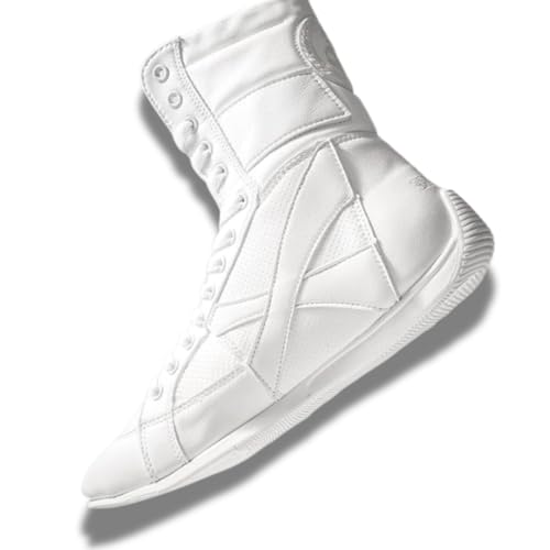 Superare Boxing Shoes – MMA Kick Boxing Pro Fighting Boots and Training Workout Shoes for Men and Women - White 10.5