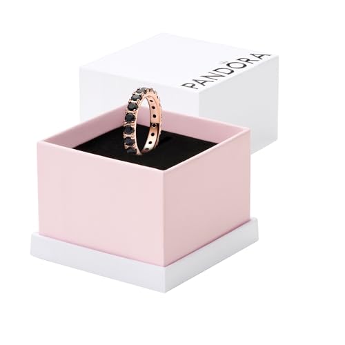 PANDORA Black Sparkling Row Eternity Ring - Rose Gold Ring for Women - Gift for Her Rose with Man-Made Crystal - With Gift Box - Size 6