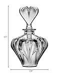 Barski Crystal - Glass - Perfume Bottle -For Perfume - Esssential oil- Cosmetic - Empty Refillable Bottle - with Heart Shaped Stopper - 4.5" H - Made in Europe