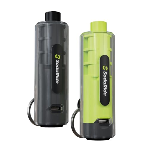 SodaRide Window Breaker Seatbelt Cutter with Flashlight,2 in 1 Car Escape Tool Key Chain,Safe Hammer Glass Breaker Under Water,2 Pack, Black Green