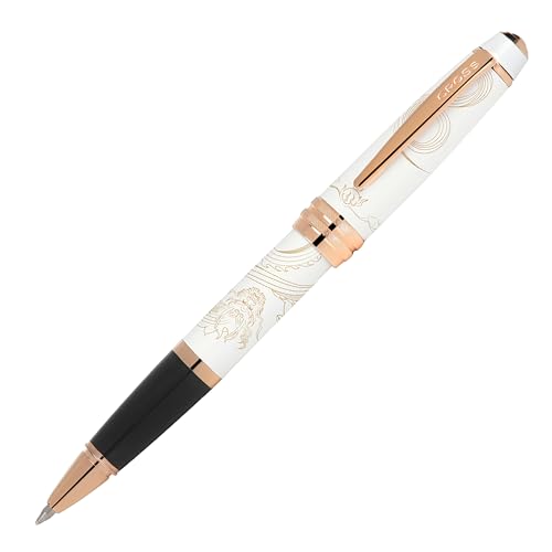 Cross Bailey 2024 Year of the Dragon Pearlescent White Lacquer Rollerball Pen with 23KT PVD Rose Gold Appointments