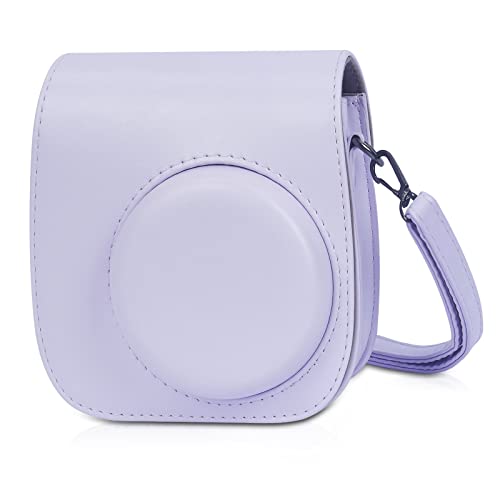 Phetium Instant mini 12 Camera Protective Case Compatible with Instax Mini 12 11,PU Leather Bag with Pocket and Adjustable Shoulder Strap (Lilac Purple)