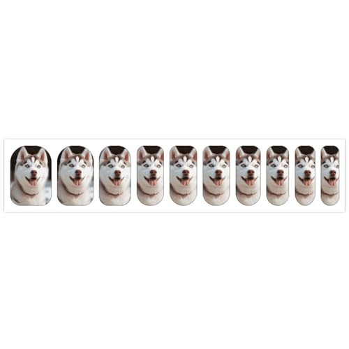 Husky Piquant Dog Nail Stickers 50 Sheets Gloss Nail Strips Bundle Long Lasting Gel Nail Stickers Art Decals Easy to Apply and Remove for Women DIY Decorations