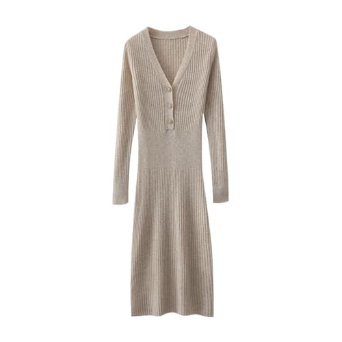Women's Waist-Cinch Maxi Dress for Autumn and Winter, French Retro Knitted Dress-Color1-Small