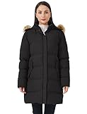 WenVen Women's Winter Thicken Warm Coat with Fur Removable Hood (Black, XL)