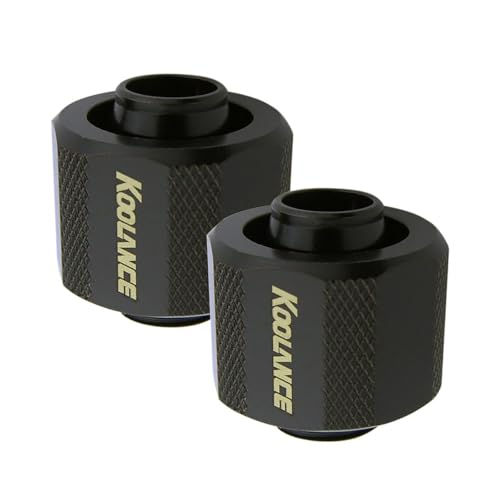 Koolance Compression Fitting for 10mm x 16mm (3/8in x 5/8in), Black, 2-Pack