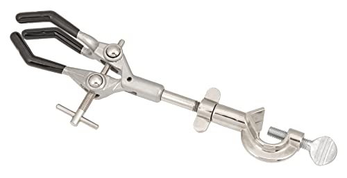 EISCO CH0688 Labs Clamp Retort, 3 PVC Coated Prongs (Opens to 90mm in Dia.) with Boss Head