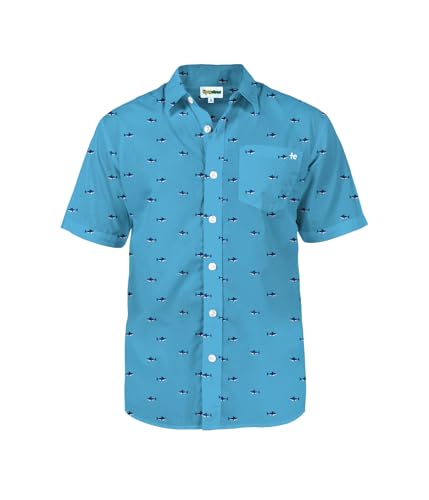 Tipsy Elves Blue Deep Sea Hawaiian Shirts for Men - Casual Beach & Summer Party Shirts for Men - Stretch Fabric with Modern Fit - Fun Design for Parties & Vacation - Medium
