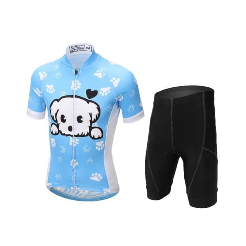Kids Cycling Jersey Set (Short Sleeve Jersey + Padded Shorts), 6-7 Years
