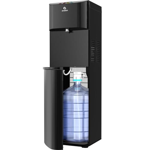 Avalon Electronic Bottom Loading Water Cooler Dispenser - 3 Temperatures, Hot, Cool & Cold, Digital Clock with Temperature Control, Durable Stainless Steel Cabinet, Self Cleaning, Black