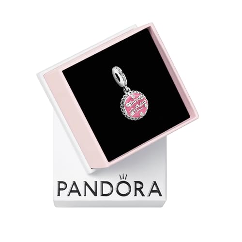 Pandora Pink Birthday Cake Dangle Charm - Compatible Moments - Gift for Her - Made with Sterling Silver, Cubic Zirconia & Enamel - with Gift Box