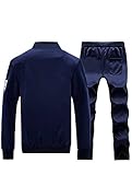 Lavnis Men's Casual Tracksuit Long Sleeve Running Jogging Athletic Sports Set Gray L