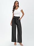 LILLUSORY Wide Leg Dress Pants Womens Petite Palazzo 2025 Flowy Summer High Waisted Paperbag Business Casual Outfits Clothes Office Cute Teacher Work Trousers Straight Dressy Slacks Clothing Black