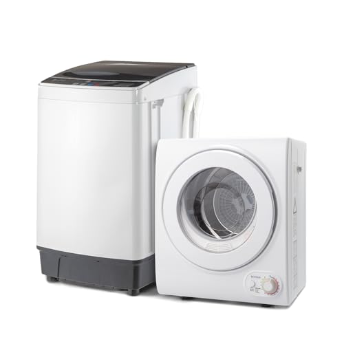 ROVSUN 17.6LBS Full-Automatic Washing Machine and Portable Clothes Dryer Set, Compact Laundry Washer and Dryer Combo Set with Stainless Steel Inner Tub, for Apartment, RV, Dorms, Home