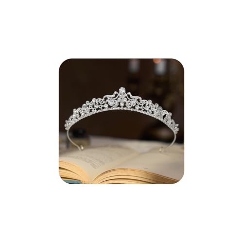 SWEETV Silver Wedding Tiaras and Crowns, Rhinestone Bridal Crown Princess Tiara Headpieces for Women and Flower Girls, Bridgerton Hair Accessories for Birthday Prom Quinceanera