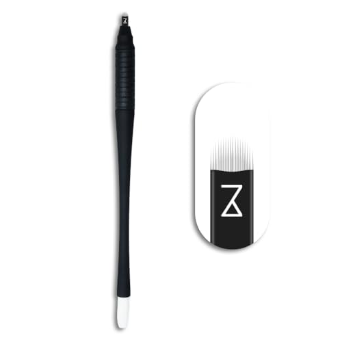 M PACK OF 10 Mellie's Signature Microblading Disposable Pen - Sterilized Blade - Comfortable Rubber Grip With Pigment Sponge (C12 .18mm, Black)
