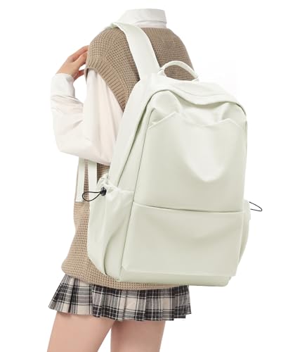 UPPACK Aesthetic White Backpack - Lightweight Gym & Casual Daypack for Women & Men - Laptop & College Backpack