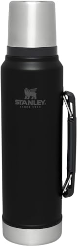 Stanley Classic Legendary Vacuum Bottle 1.1 qt | Wide Mouth with Leakproof Cup Lid | Keep Drinks Hot or Cold | Packable for Travel | Insulated Stainless Steel Thermal Bottle | BPA-Free | Matte Black