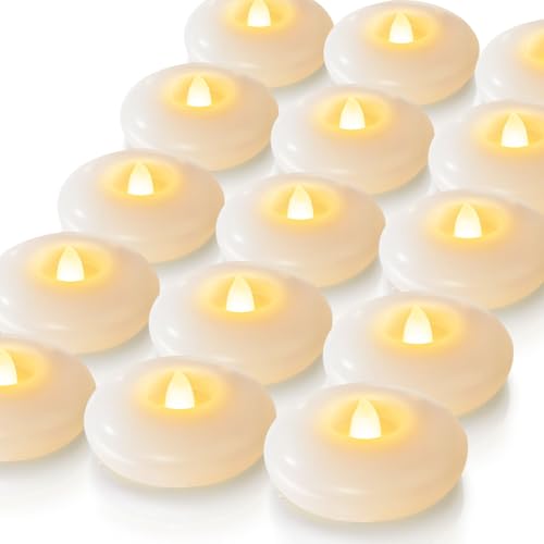 Homemory 24 Pack 3” Flameless Led Floating Candles, 200 Hour White Battery Operate Waterproof Tealights for Cylinder Vases, Centerpieces at Wedding Decor, Party, Pool