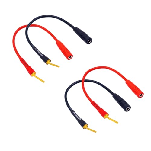 KOOKFJLLZ Pin Banana Plugs to 4mm Female Banana Jack Speaker Audio Adapter, 2mm Pin Plug Screw Type, 8 Inches Banana Plug Adapter Cable, 4- Packs