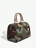 MakeMeChic Women's Camouflage Canvas Handle Satchel Handbags Vacation Work Outdoors Trendy Zip Tote Purses Dark Green Multi One-Size