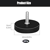 Rubber Coated Neodymium Magnets, 20 Pcs Anti Scratch Rubber Coated Magnet with M4 Male Threaded Stud and Nuts, Non-Slip Strong Monting Round Magnet Bolt Covers Waterproof Holder for Lighting,Camera