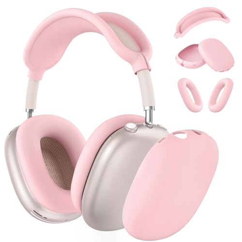 Silicone Case Cover for AirPods Max Headphones, Ear Pad Case Cover/Ear Cups Cover/Headband Cover for AirPods Max (USB-C/Lightning)(2024/2020),Accessories Silicone Protector for Apple AirPods Max, Pink