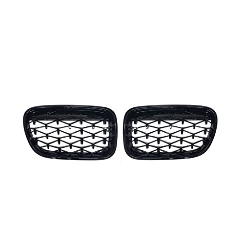 One Pair Front Grill Diamond Kidney Grilles Compatible For BMW X3 F25 2010 2011 2012 2013 Chrome Meteor Style Car Replacement Part(Black)