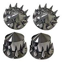 Chrome AXLE Spike semi Truck hubcaps -for HUB Cover KIT 10X282.75 Hub Piloted, 22mm Stud, 33mm